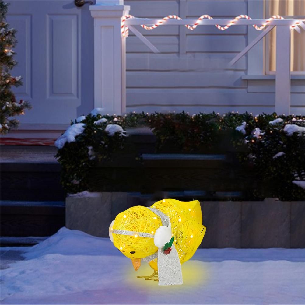 Chick with Scarf Decor Lights Yellow Chick Flat Garden Sculpture Chick Ornaments for Lawn Yard Christmas Holiday Decorations โ image 5