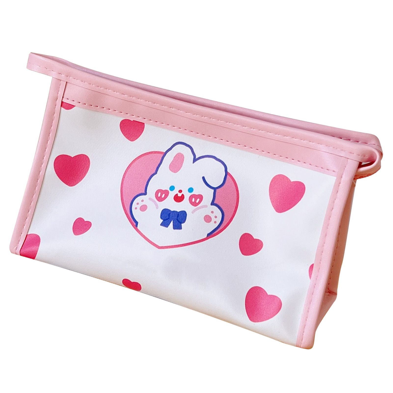 Pencil Case Cute Love Bunny Cartoon PU Large Capacity Stationery Bag for Makeup Gift