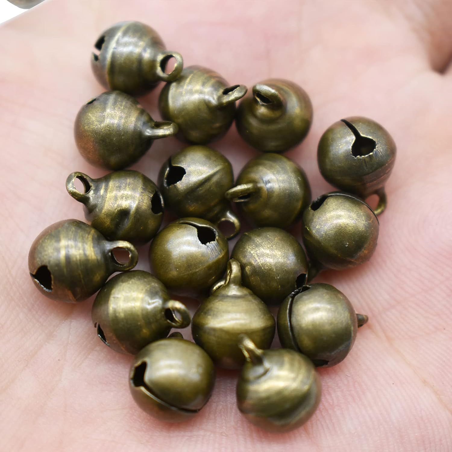 100 PCS Small Jingle Bell 1/2 inches Vintage Bronze Mini 10mm Alloy Beads DIY for Christmas Jewelry Findings Sewing Wedding Doors Crafts โ image 4