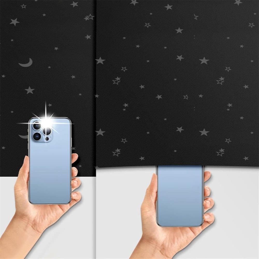 Blackout Curtain DIY Portable No-Drill UV Protection with Star and Moon Print, 145 × 400cm — image 5