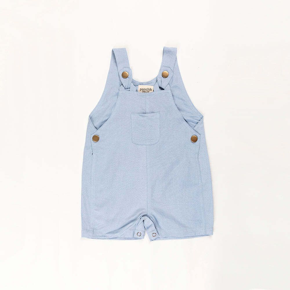 Ponchik Babies + Kids - Cotton Dungaree Overalls - Capri Blue — image 2