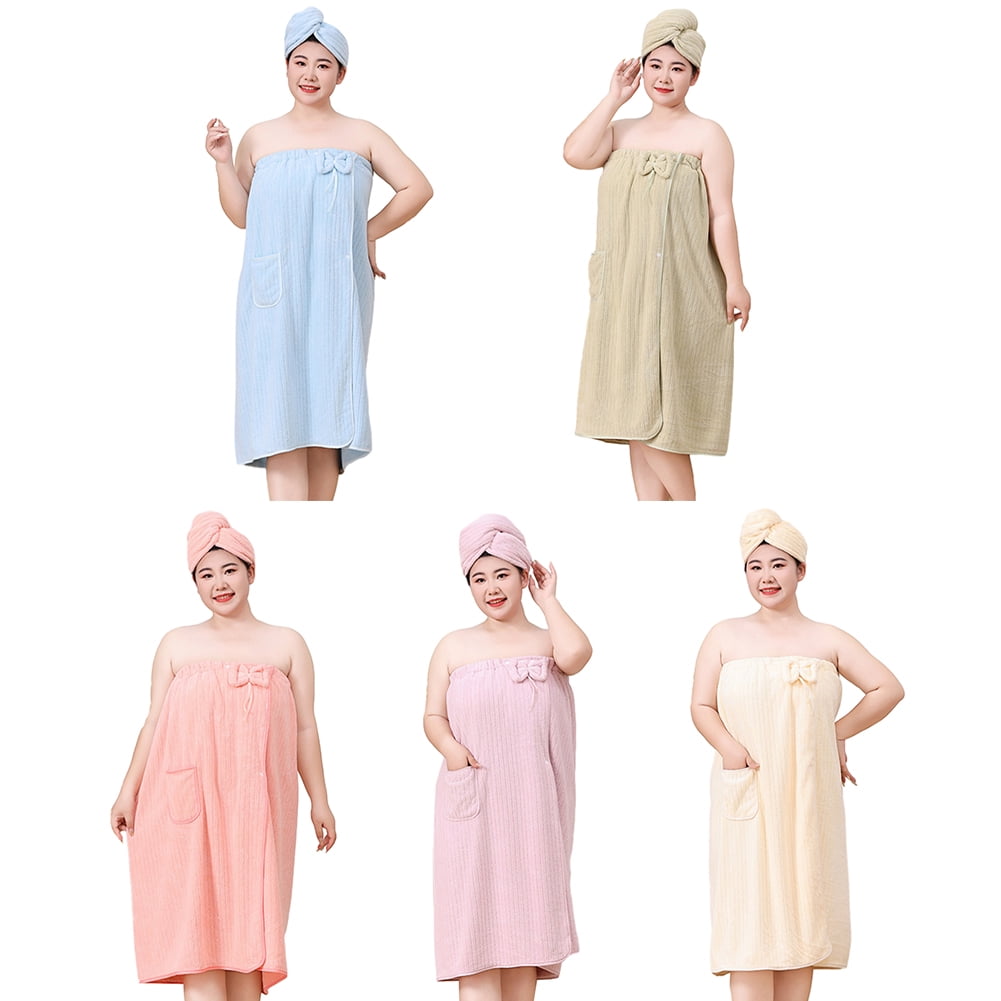 Bath Towel Wrap Women Plus Size - Adjustable Soft Microfiber Shower After Body Wraps with Hair Drying Towel Absorbent & Quick Drying for Gym Shower, Beach — image 5