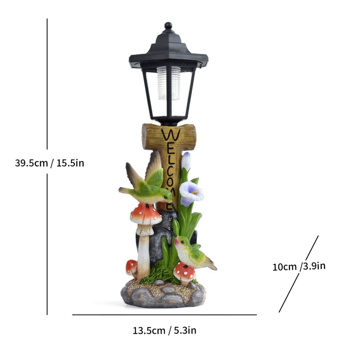 Resin Hummingbird Solar Lamp Outdoor Garden Sculpture Couple Hummingbird - Multi-color - Size 41 — image 4