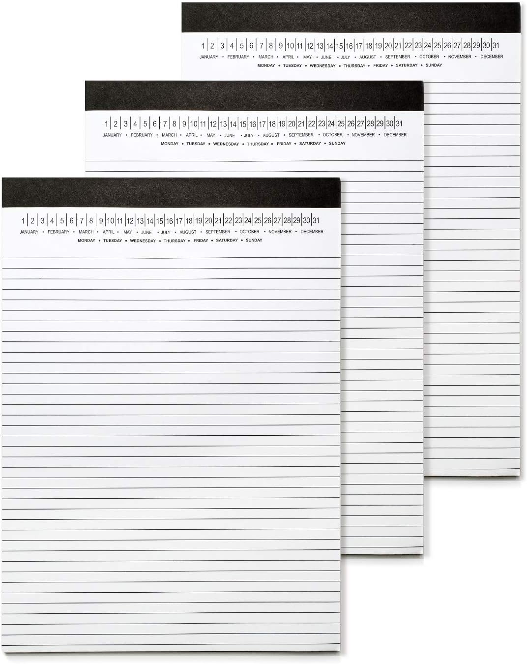 Legal Pads 8.5 x 11 with Date on Top, Narrow Ruled, White Note Pads College Ruled Writing Tablets for Office, School, 50 Sheets, 3 Pack