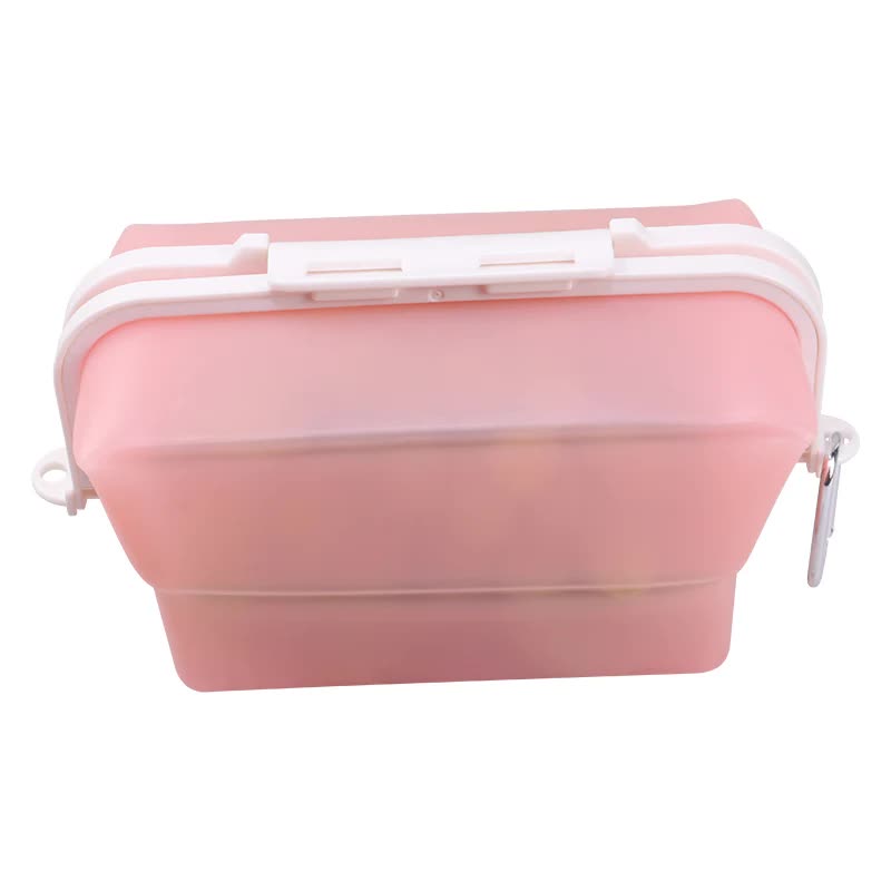 2 Pcs Pink Collapsible Silicone Food Storage Container - Microwave & Freezer Safe Lunch Box — image 2