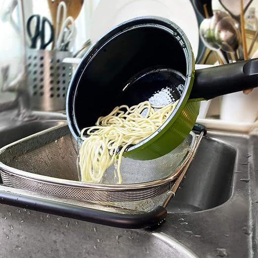Over Sink Expandable Stainless Steel Colander, Fine Mesh Strainer Basket with Rubber Grip Handles for Rinsing Pasta, Fruit and Vegetables โ image 3