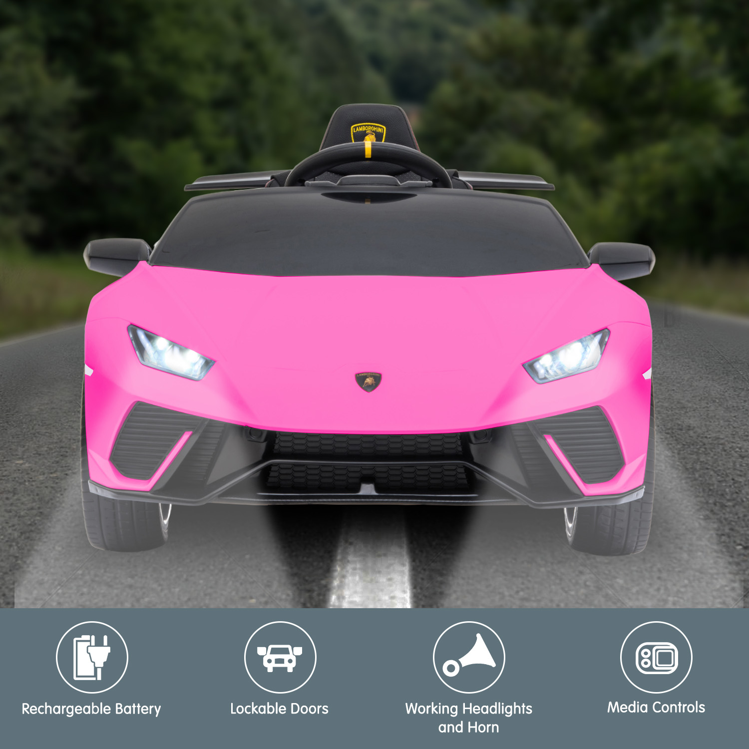 Kahuna Lamborghini Performante Kids Electric Ride On Car Remote Control by Kahuna - Pink — image 2