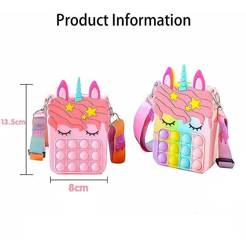 Pop It Shoulder Bag For Girls And Women Unicorn Pop Purse Bags - Rainbow — image 3