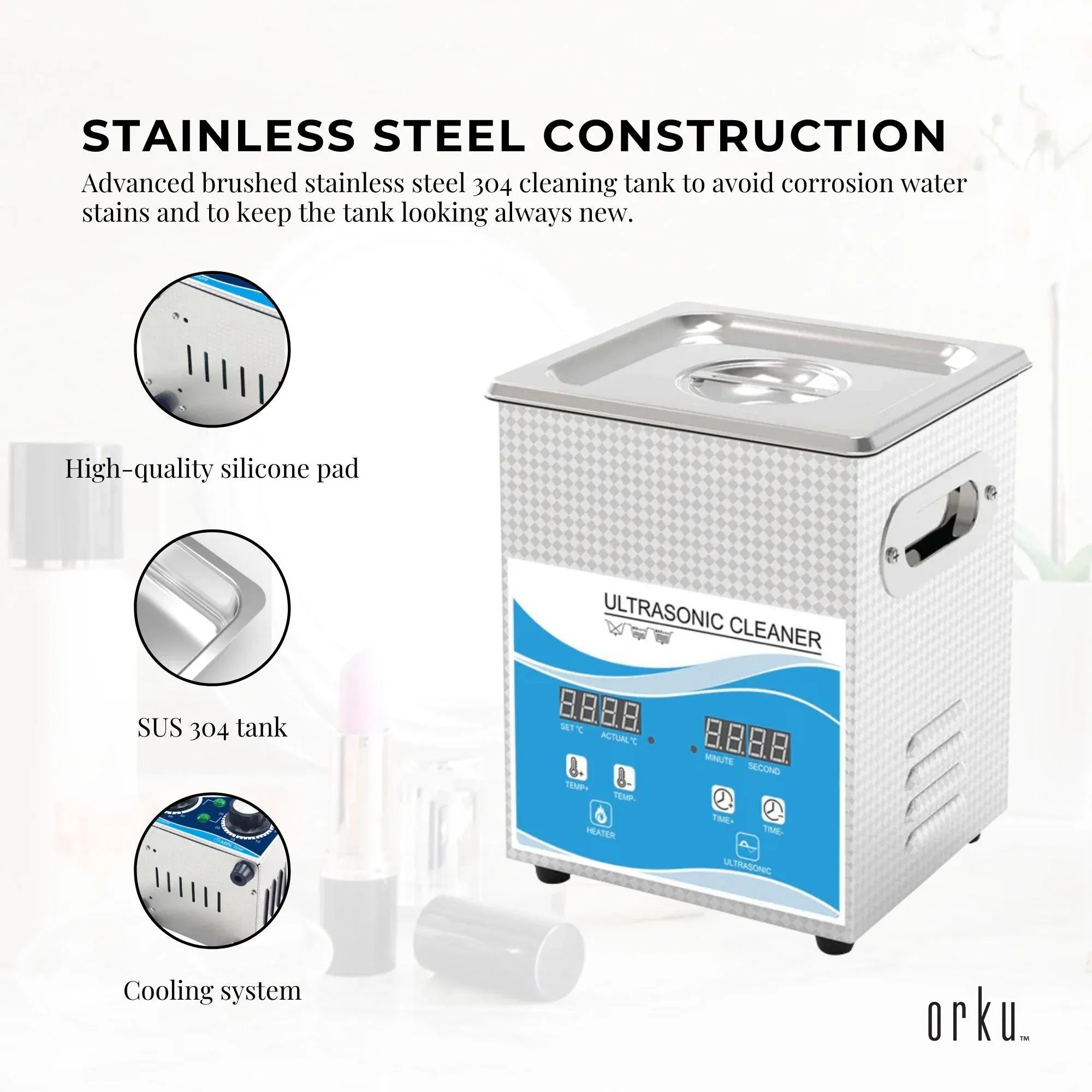 Orku 2L Digital Ultrasonic Jewellery Cleaner for Watches and Parts — image 5