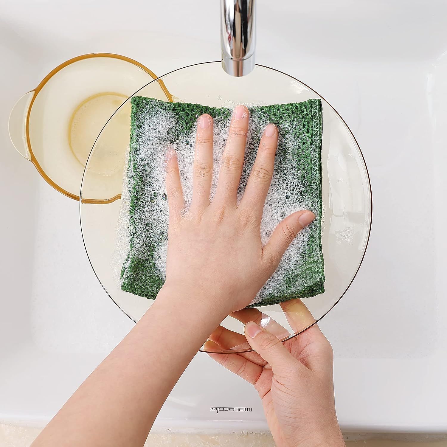 6 Piece Cotton Waffle Cloth Set Olive Green, 30 x 30 cm โ image 4