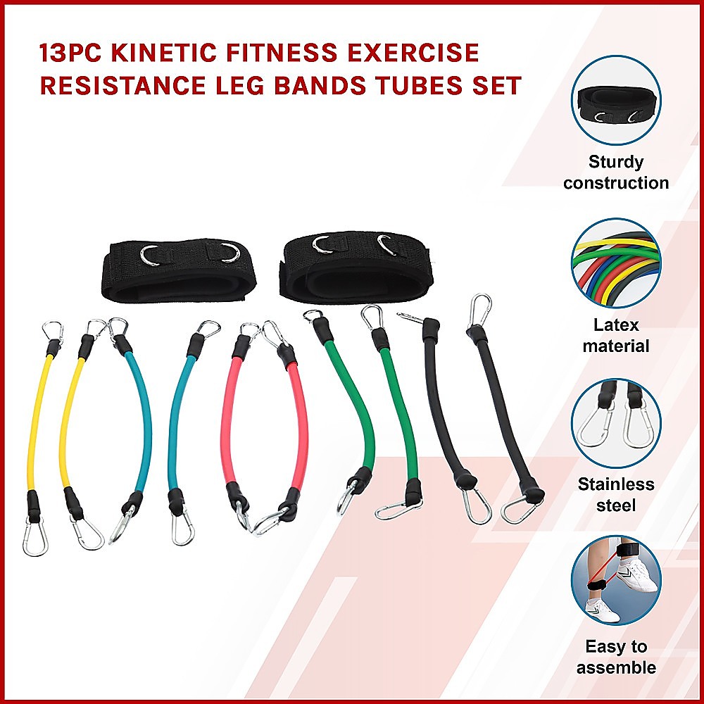 13PC Resistance Bands Set – Fitness Exercise Tubes with Handles & Leg Bands — image 3