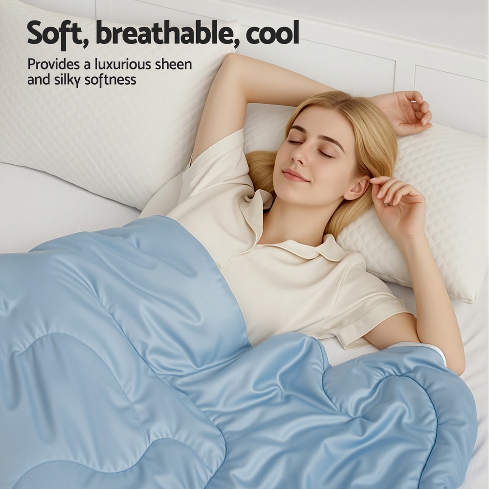 Giselle Tencel Quilt 200GSM Summer Quilts Comforter Doona Light Weight Soft Throw Blanket King — image 6