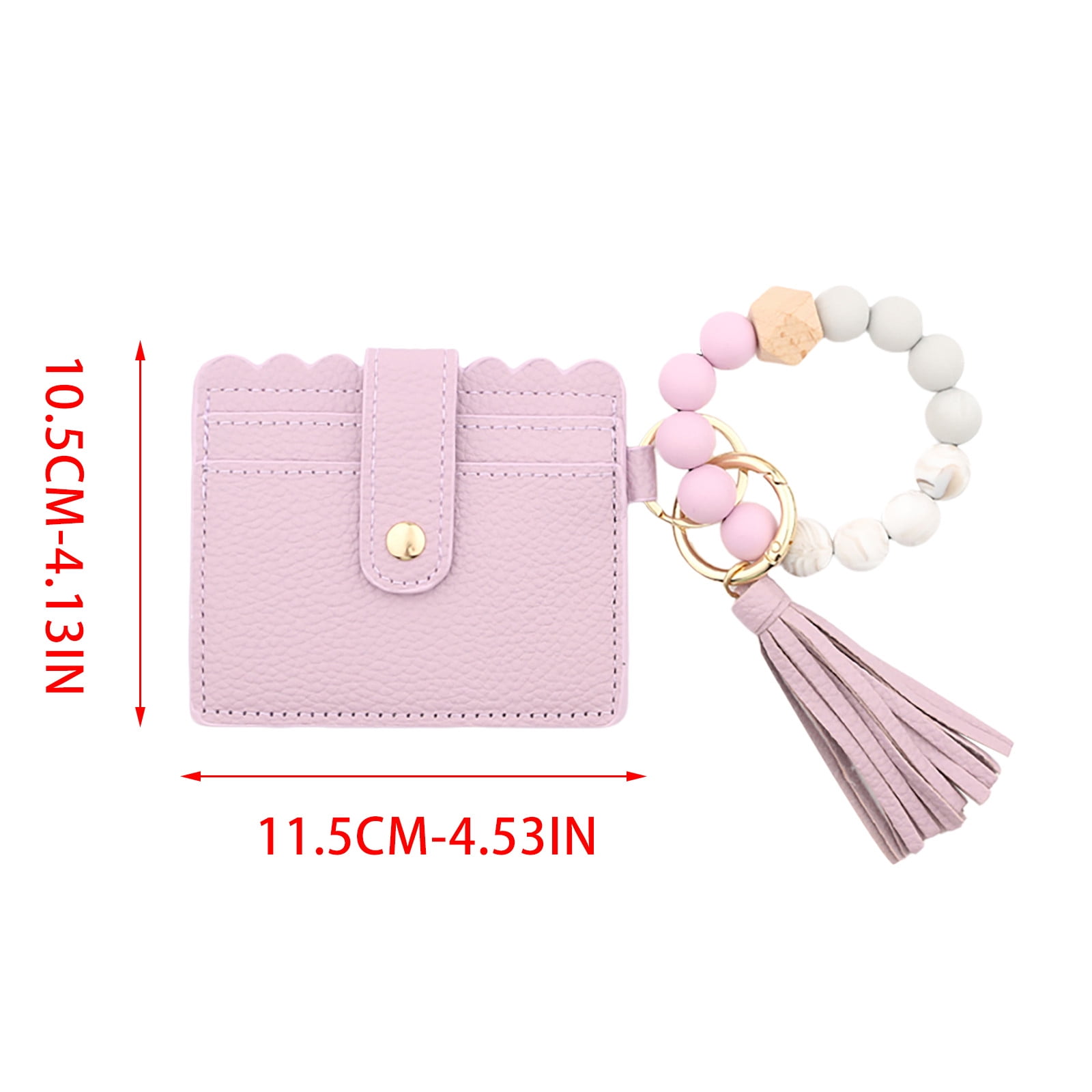 Wallet Women, Wallet Keychain Wristlet for Women, Slim Credit Card Holder Wallet, Fashion Tassel Keychain Bangle Key Ring Purse for Women ( 18 Kinds of Prints — image 3