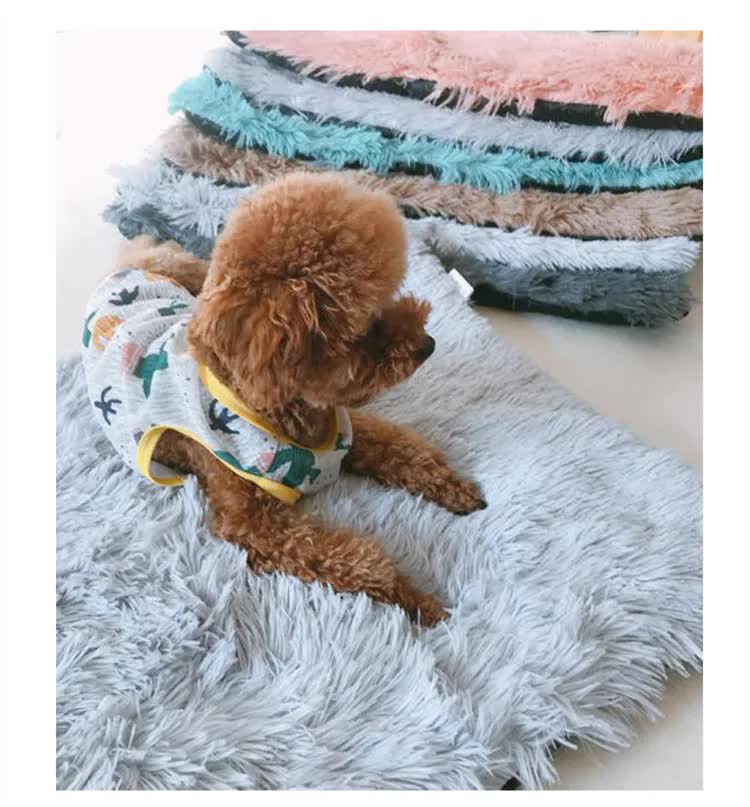 Blue Plush Pet Mat for Dogs and Cats - 70 × 100cm, Anti-Slip, Warm and Cozy for Autumn and Winter — image 4