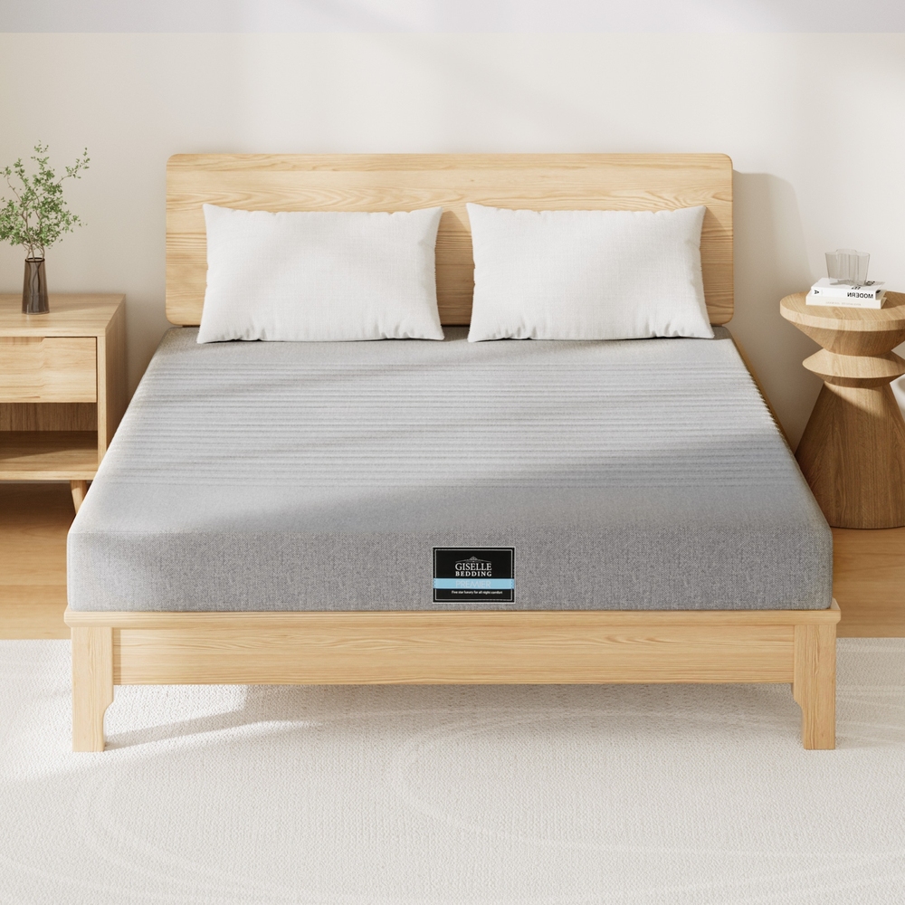 Giselle Bedding Cool Gel Memory Foam Mattress Charcoal 7-Zone Washable Bamboo Cover 15cm Queen