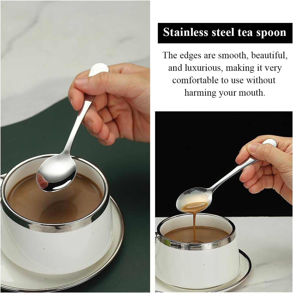 Teaspoons 12 Pieces 14cm, Stainless Steel Tea Spoon Coffee Spoons Dessert Spoons, Cutlery for Tea, Coffee, Cake, Dessert, Dishwasher Safe โ image 6