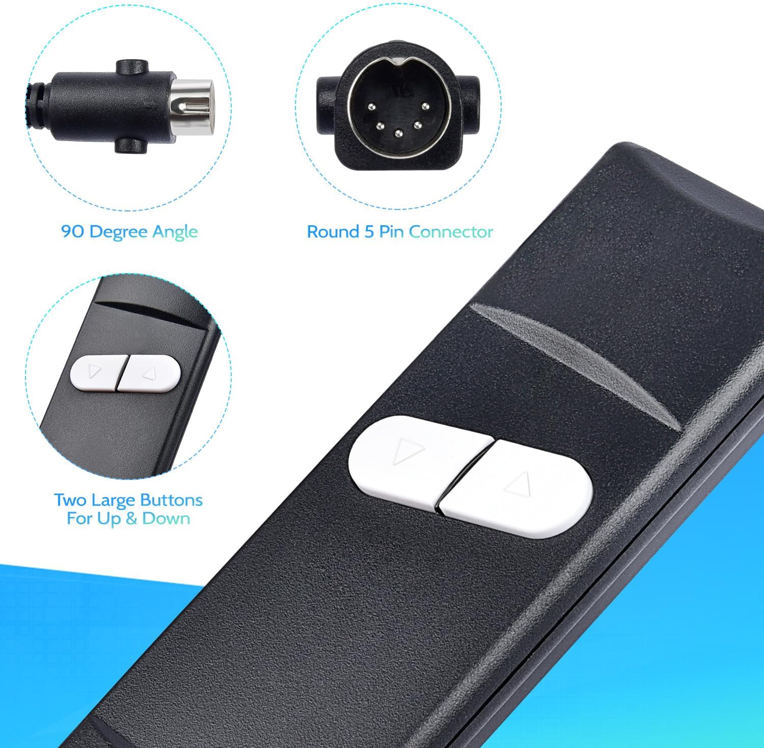 Recliner Remote Lift Chair Remote Replacement 2 Button (Up/Down) 5-Pin Hand Controller for Lazyboy, Golden Limoss OKIN — image 5