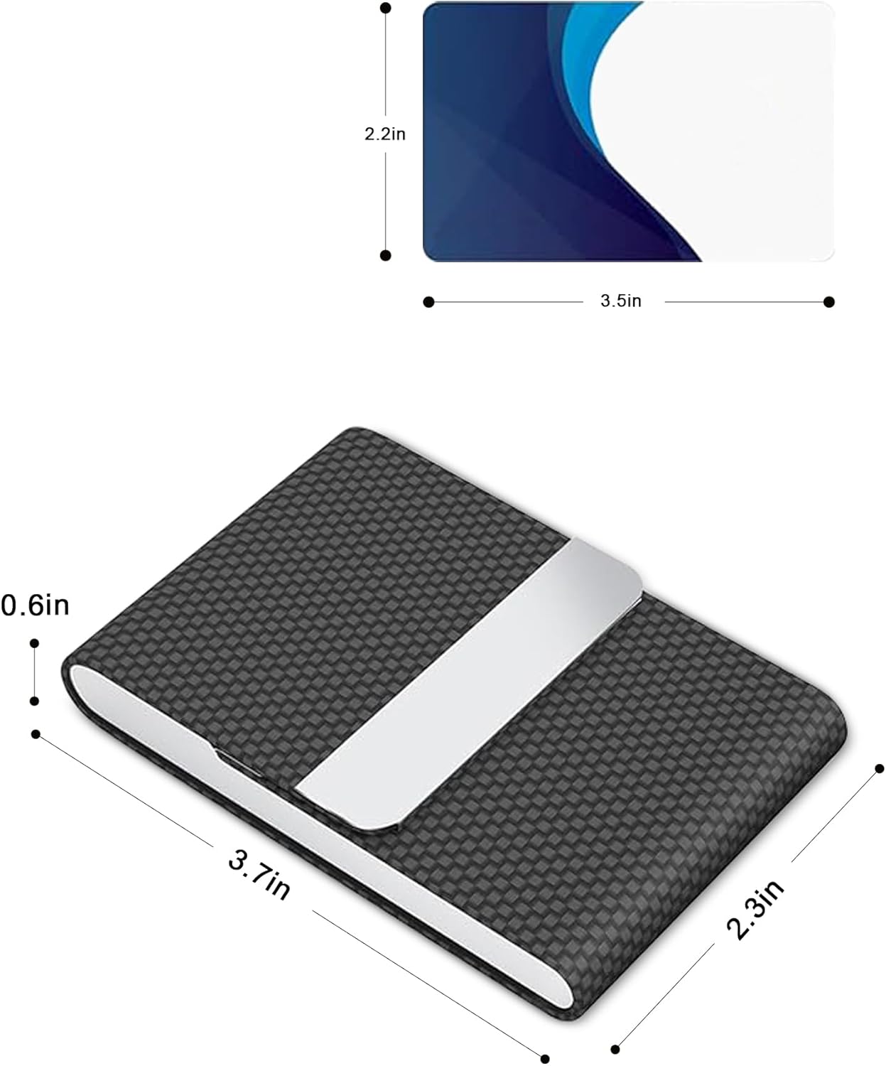 Men's PU Leather and Stainless Steel Magnetic Closure Credit Card Holder Luxury Business Card Case Black — image 3
