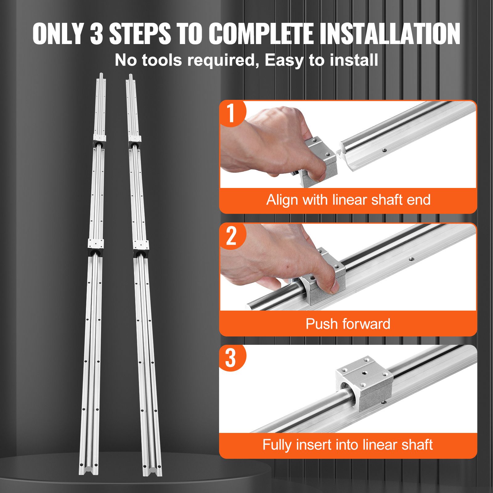 Linear Guide Rail Set, SBR20 1800mm, 2 PCS 70.9 in/1800 mm SBR20 Guide Rails and 4 PCS SBR20UU Slide Blocks, Linear Rails and Bearings Kit for Automated — image 6