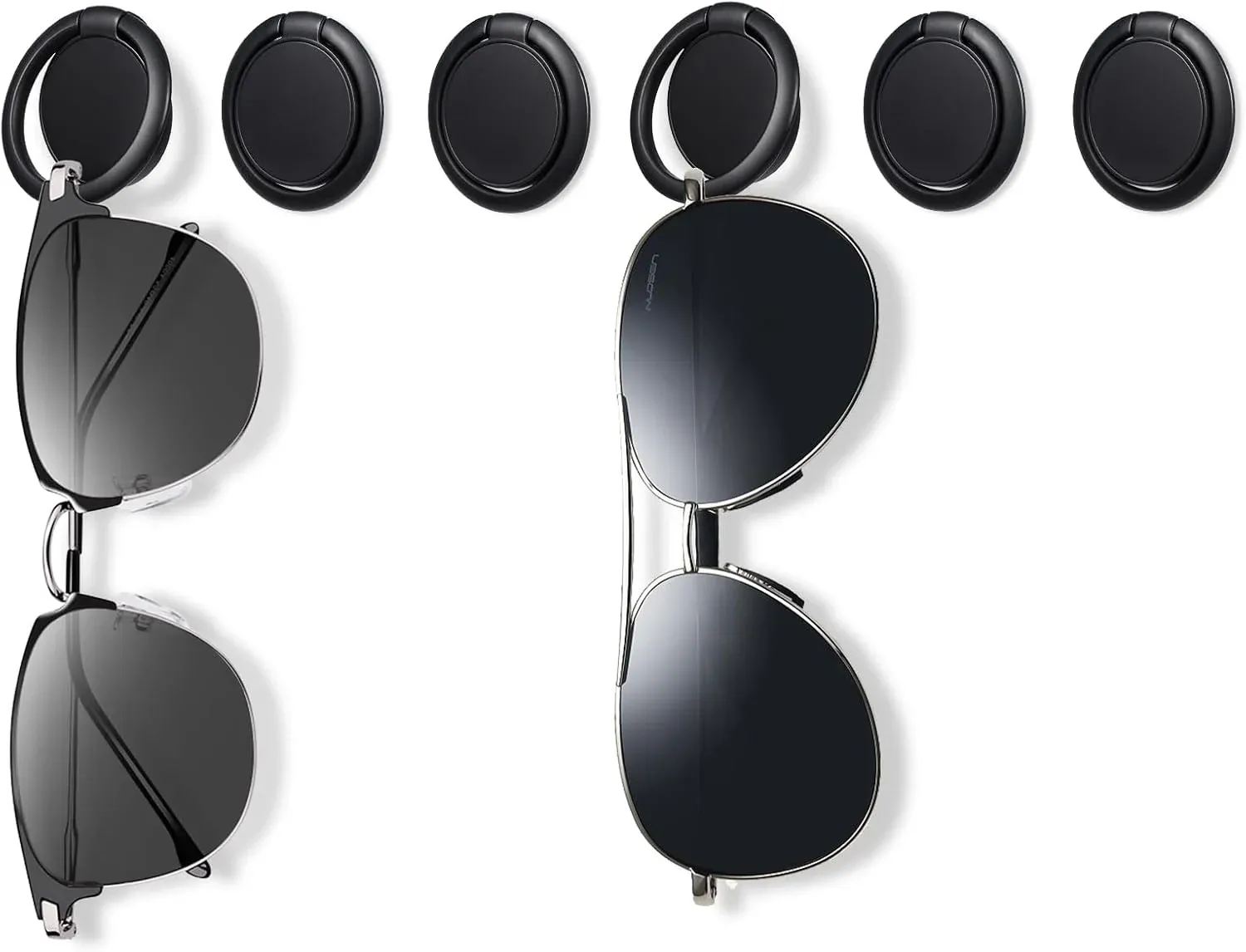 6 Pack Wall Mounted Sunglasses Organizer, Folding Eyeglass Holder Rack for Closet, Black