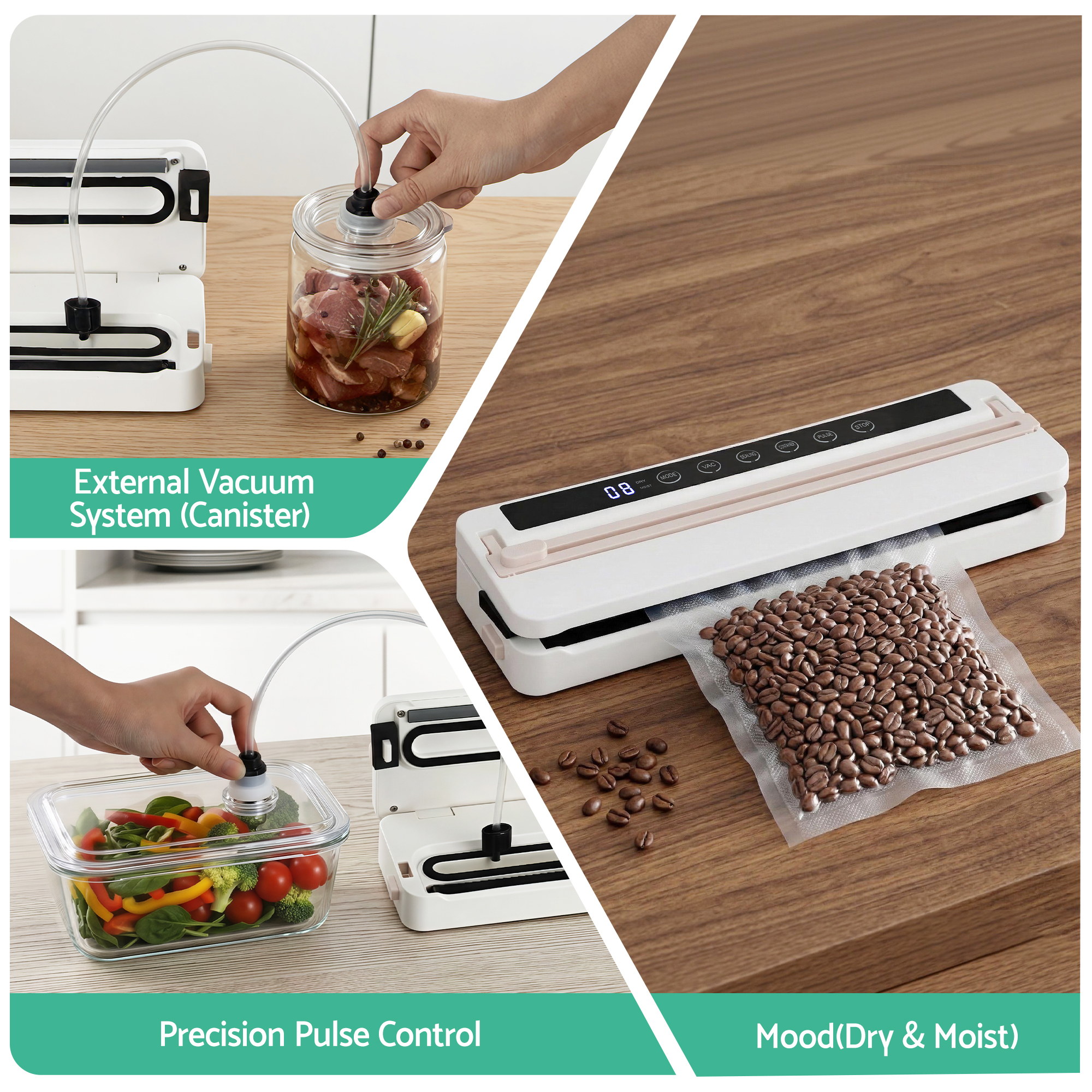 Devanti Food Vacuum Sealer Machine Fresh Storage Auto Seal Slide Cutter 6 Modes White โ image 5