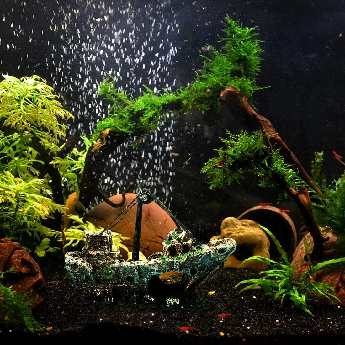 Aquarium Decoration, Fish Tank Ornaments Shipwreck Decor Sunken Ship for Freshwater Saltwater Tanks Pirate ship — image 5