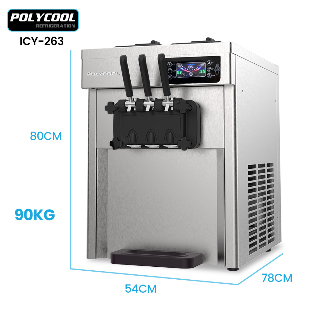 POLYCOOL Benchtop Soft Serve Ice Cream Machine, 3 Flavours, 2+Twist, Frozen Yoghurt, Acai Maker, Twin Cylinder, Counter Top Design, 15A Plug โ image 2