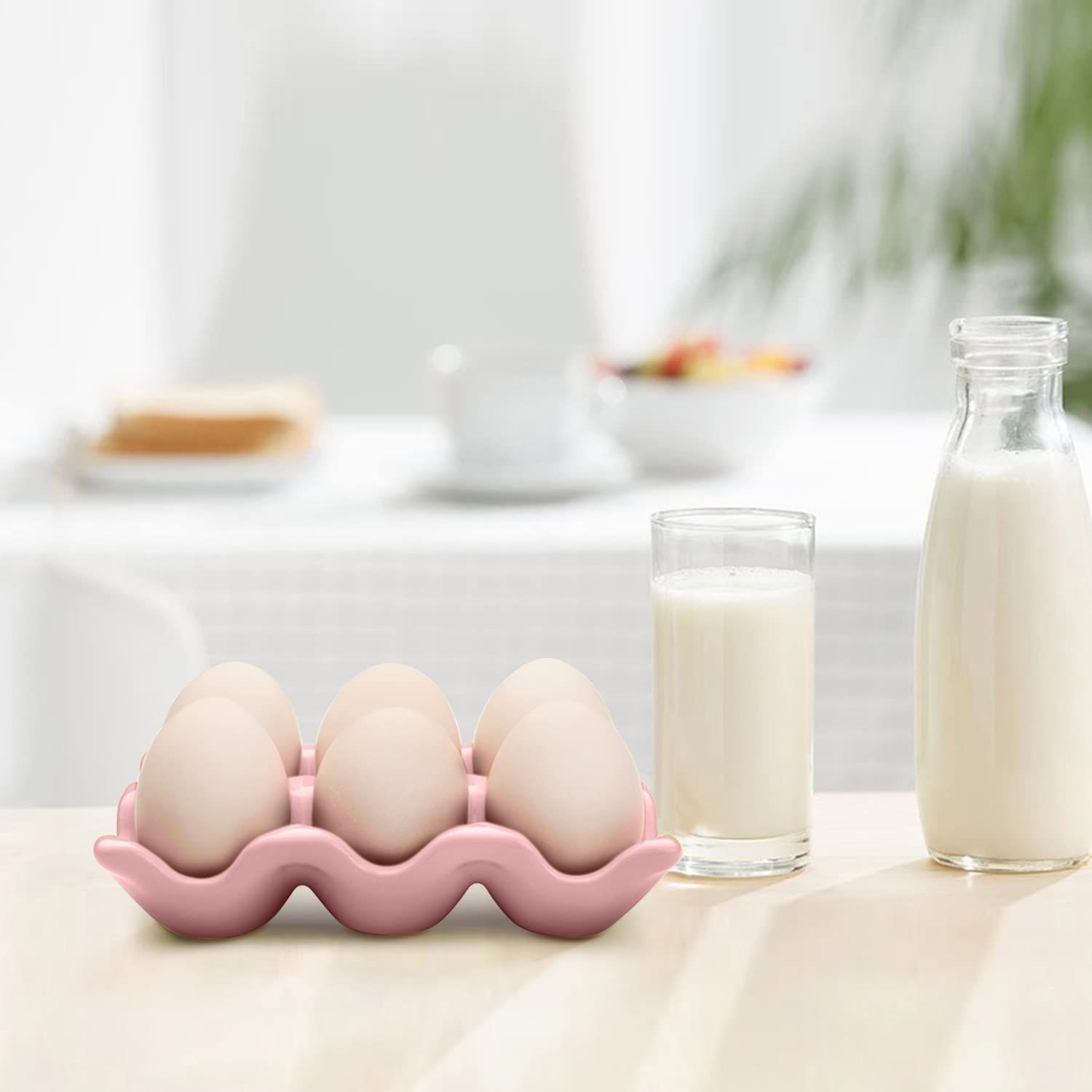 6 Cups Egg Tray Serveware, Eggs Dispenser, Egg Holder Set Kitchen Restaurant Fridge Storage Decorative Accessory — image 5