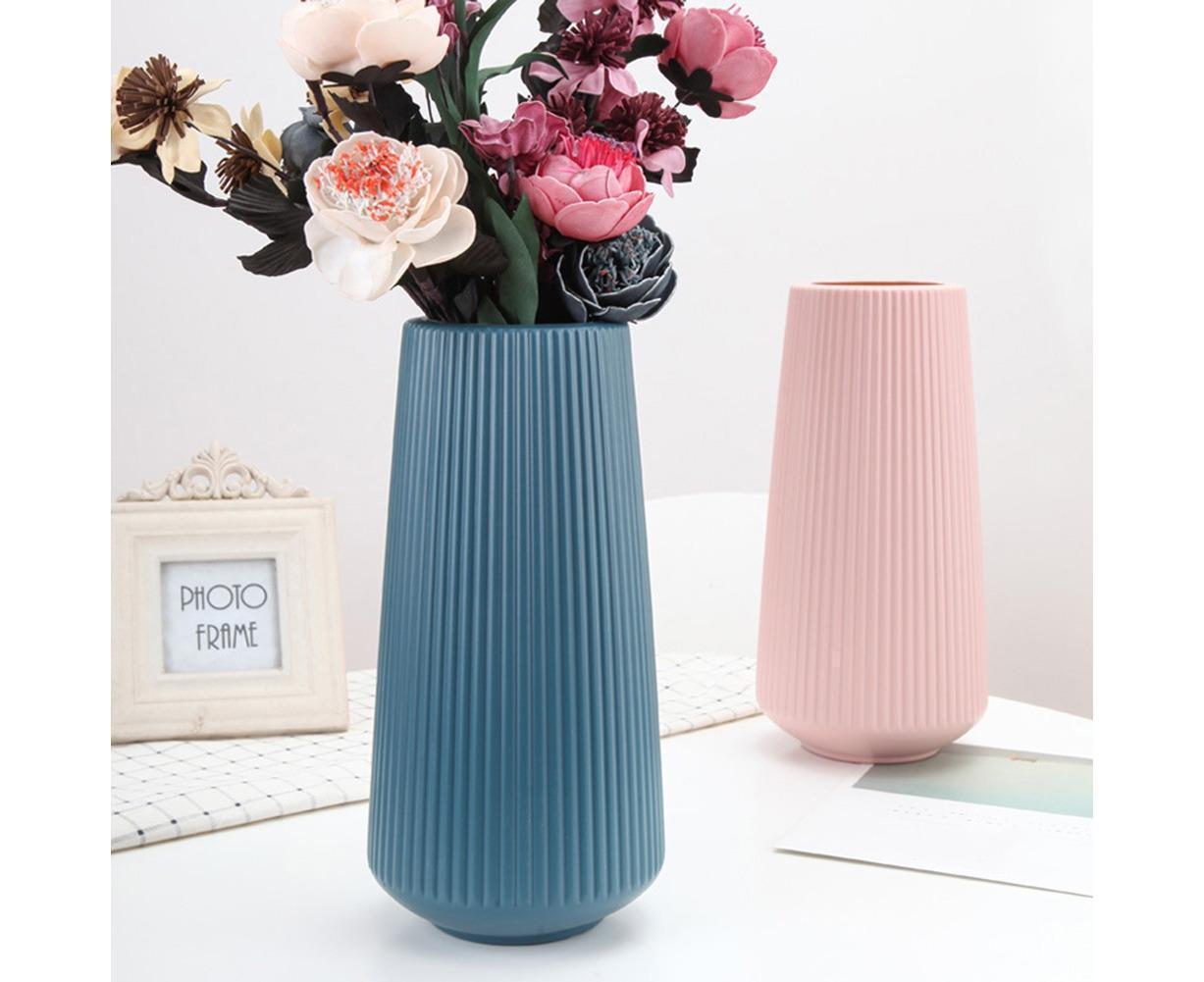 Plastic Nordic Style Vase Dried Flower Arrangement Pot Holder Home Office Decor-Blue — image 2
