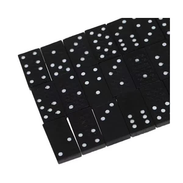 Traditional Domino Game - 28 pieces, wooden case with sliding lid for children and adults, black color, wooden game, educational aid โ image 4