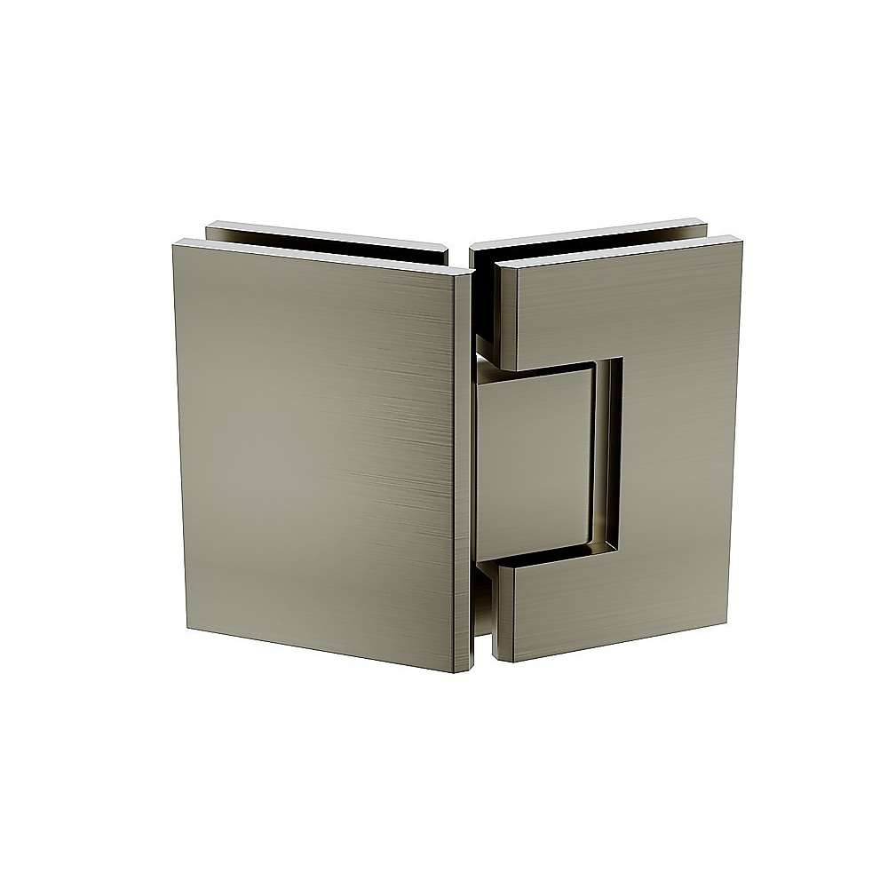 100cm Frameless Diamond Shower Screen – Channels with Brass Hinges in Gunmetal, Square Double Pull Handle — image 4