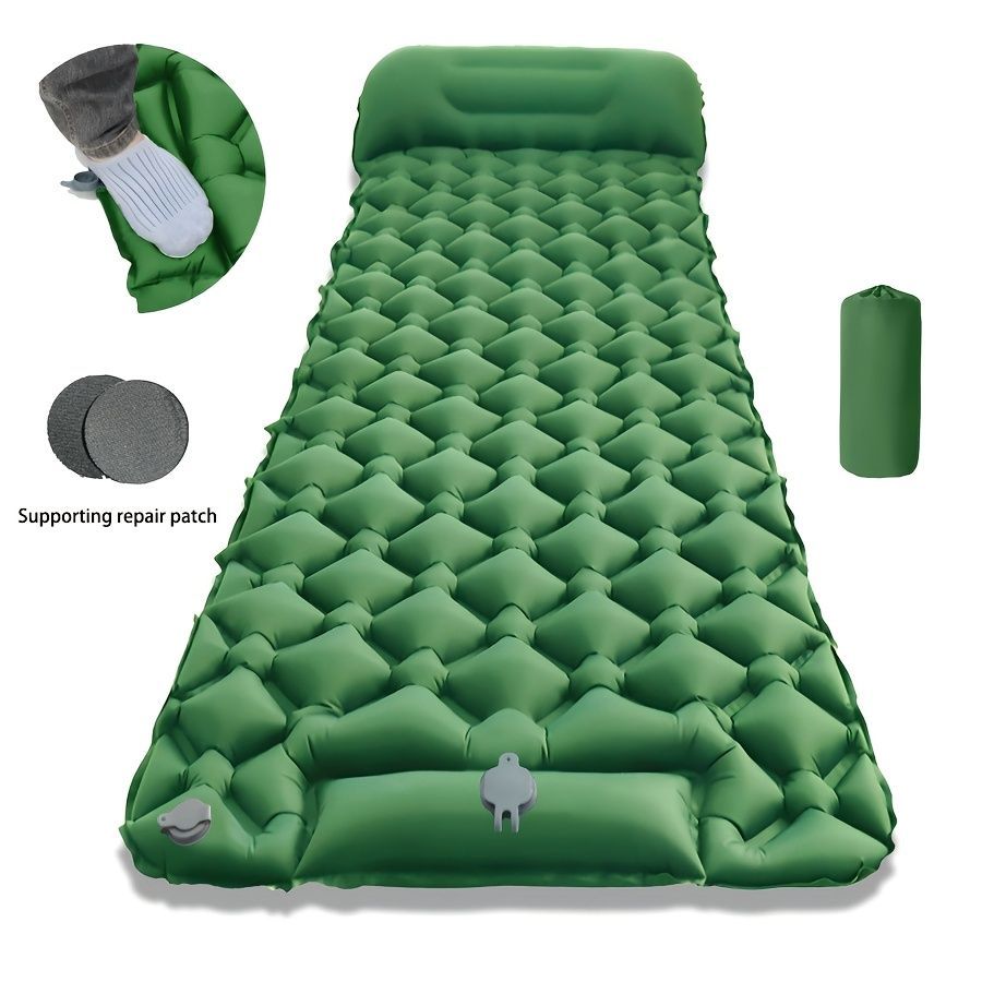 Camping Inflatable Mattress Breathable Camping Mattress Nylon Fabric Inflatable - navy blue - Size 190cm โ image 5