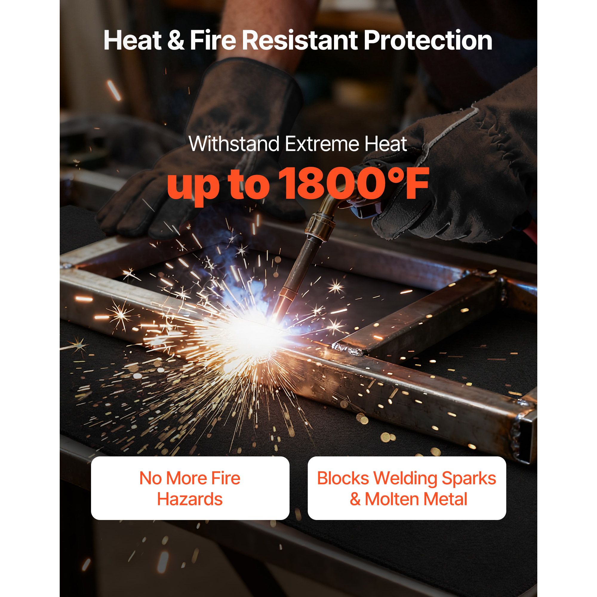 Carbon Felt Welding Blankets, 2-Pack 508mm x 914mm Flame Retardant Welding Blanket, Up to 1800°F Heat Resistant Safety Protection Blanket, 3.5mm Thickened — image 2