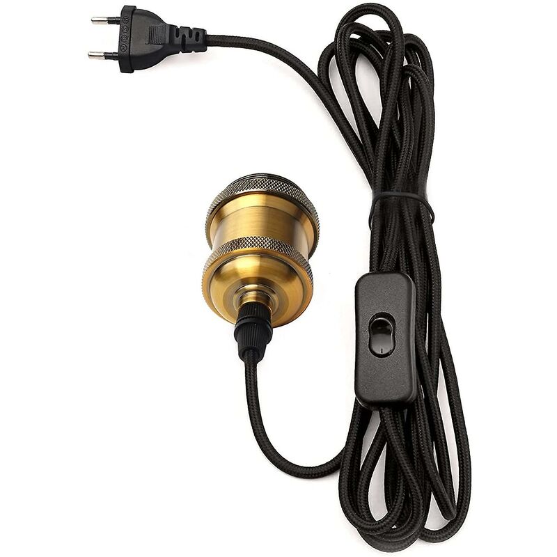E27 Socket With Switch, 1.2 Meters Fabric Cable Electrical Wire For Bulb Socket/Edison Retro Pendant Light/Creative — image 2