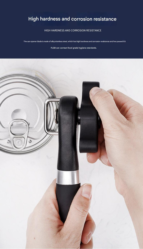 2pc Multifunctional Safe-Cut Can Opener - Smooth Edge, Ergonomic Handle(black) โ image 3