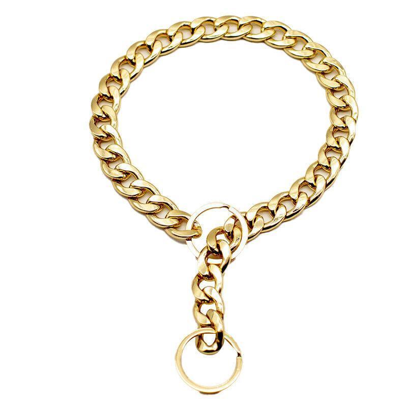 Dog Chain Collar Heavy Duty Choker Double Pet Slip Check Twist Link Chrome Chain Gold - 55CM — image 6