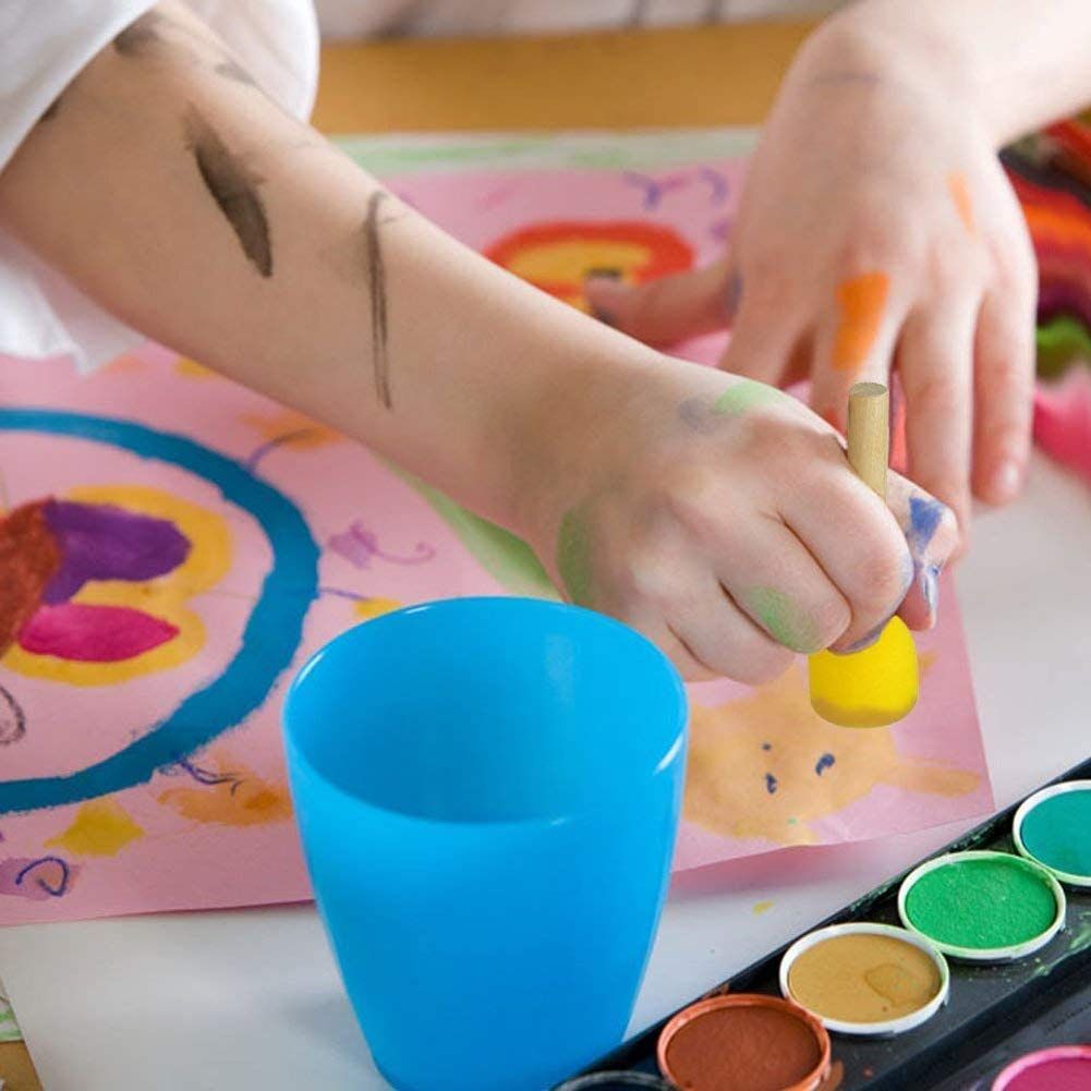 5Pcs Round Stencil Sponge Wooden Handle Foam Sponge Paint Brush Furniture Art Crafts Painting Tool Supplies — image 4