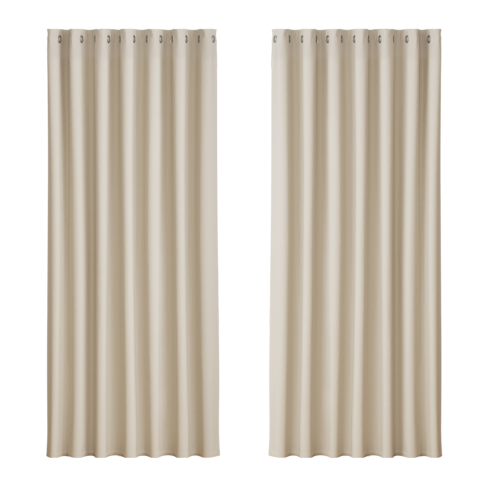 Artiss 2X Blockout Curtains Eyelet 240x230cm Beige