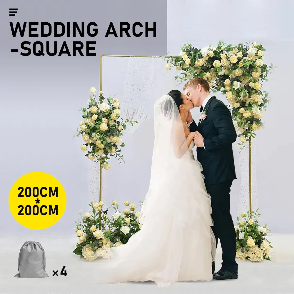 White Square Wedding Arch Adjustable 1M-2M Flower Rack Backdrop Stand Balloon Arch Stand for Wedding Birthday Party Garden Ceremony Decoration — image 2