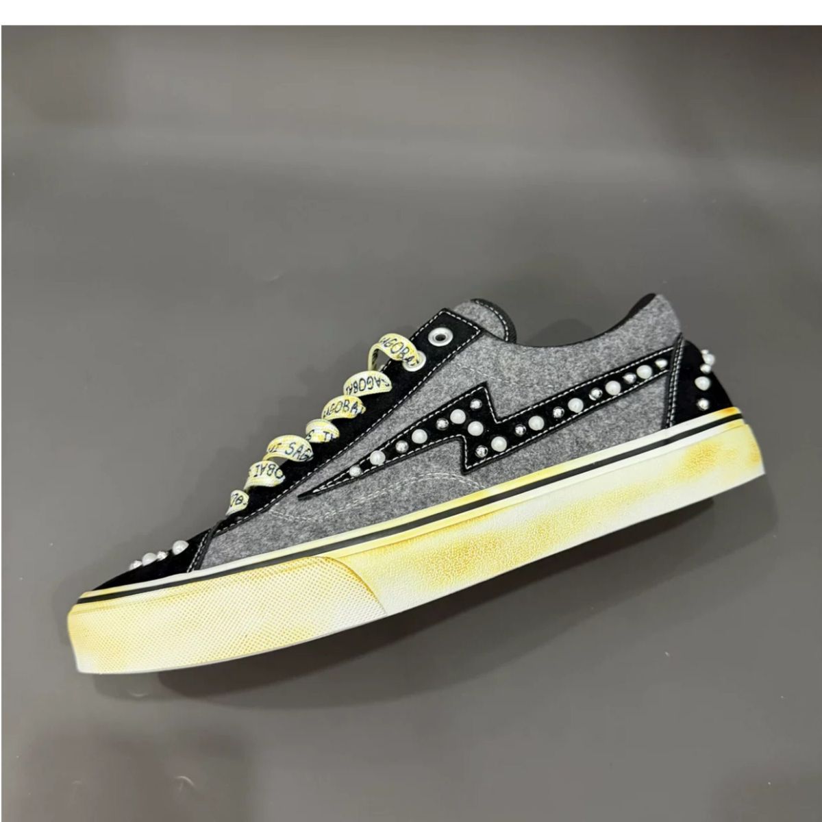 Vintage Skate Shoes Distressed Sneakers Retro Lightning Shoes Worn-In Casual - Gray-black - Size 9(AU9/EU42) — image 4