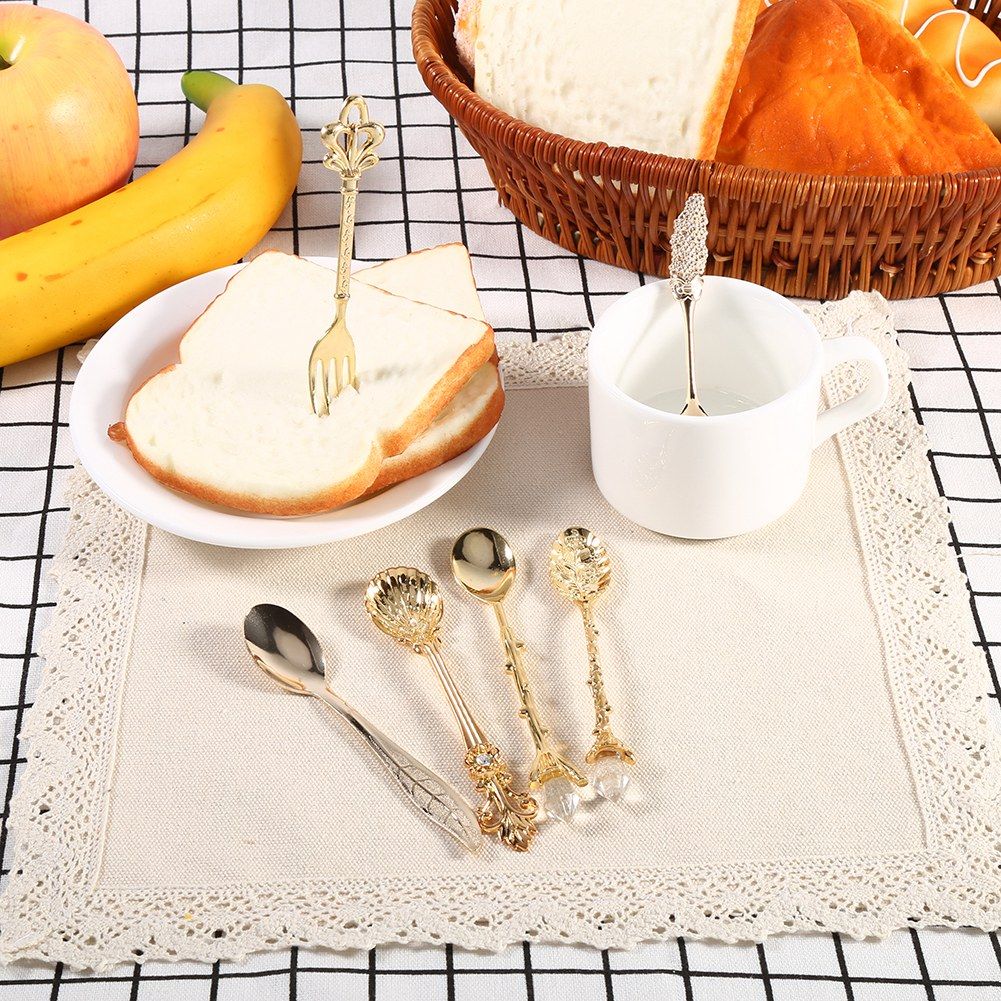 6Pcs/Set Retro Royal Style Metal Mini Coffee Spoons and Fork Kitchen Fruit Accessories Golden โ image 3