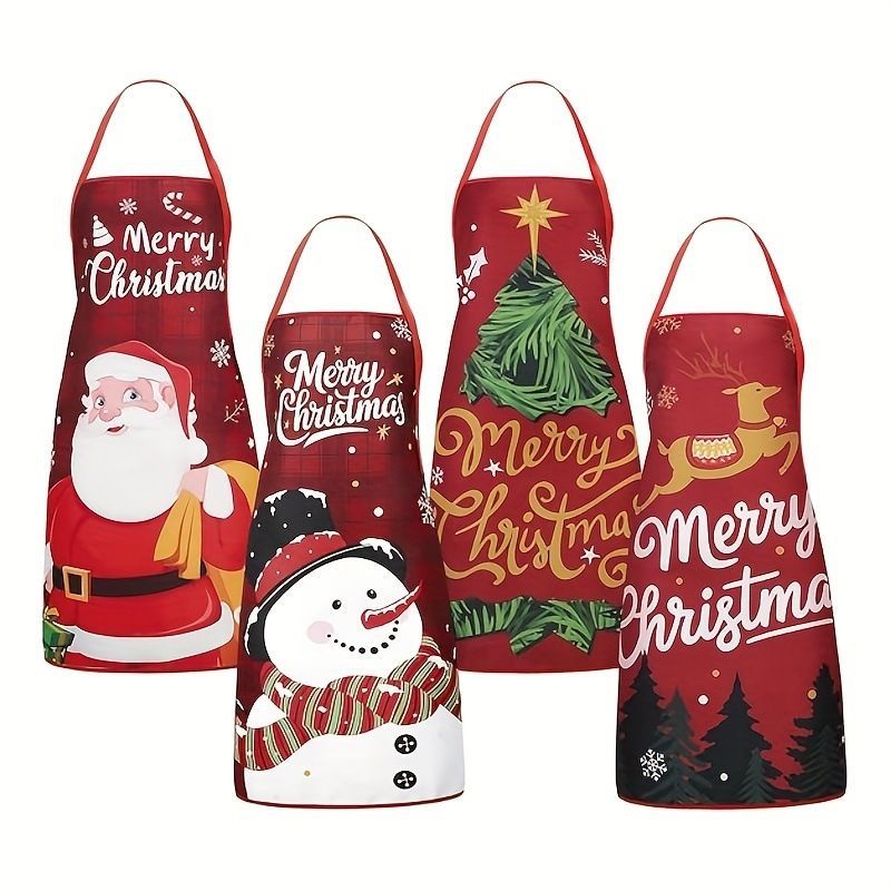 Christmas apron, waterproof apron, oil-resistant apron, festive kitchen decor, holiday cooking apron, Santa apron, snowman apron, reindeer โ image 3