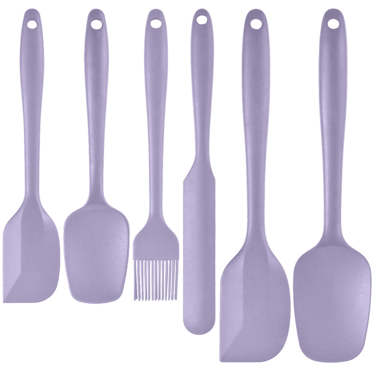 6-Piece Purple Silicone Spatula Set – Heat-Resistant, Non-Scratch Kitchen Tools with Integrated Metal Reinforcement, Dishwasher Safe, Mixing, and B