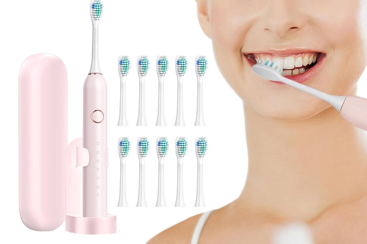 22000 VPM Electric Toothbrush for Adults with 10 Brush Heads and 6 Modes Toothbrush Sets - White — image 6