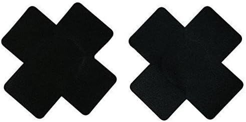 10 Pack Disposable X Plus Sign Cross Self Adhesive Satin Nipple Cover Pasties Stickers Black - Black โ image 3