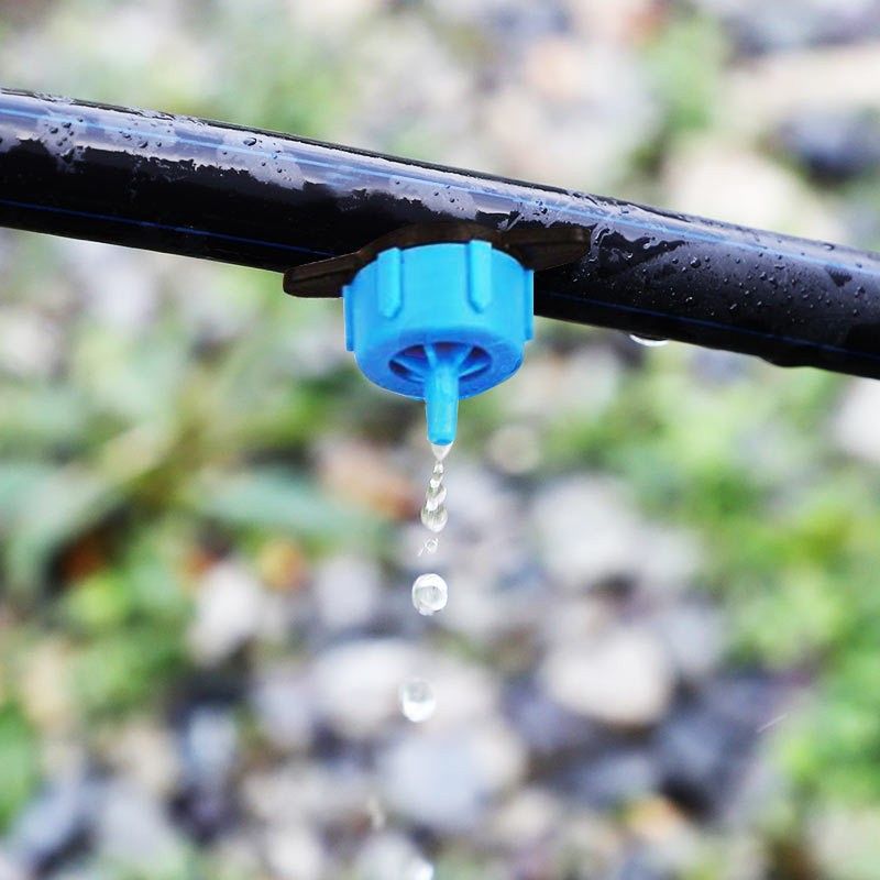 Pressure Compensating Dripper 2 GPH 8L/H Emitter for Garden Lawn Drip Irrigation with Barbed Hose Connector, Plastic Black Blue — image 2
