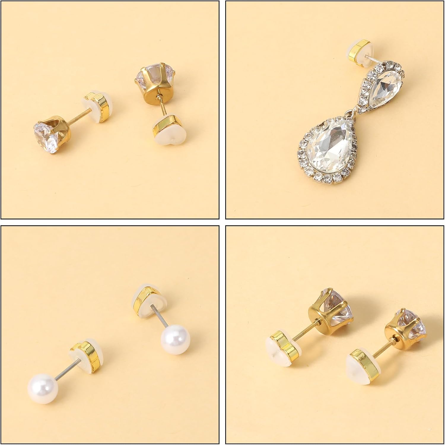 12 Pcs Silicone Flat Earring Backs for Studs, Clear Comfort Design, Earring Backs Replacements for Heavy Earrings Heart Shape โ image 3