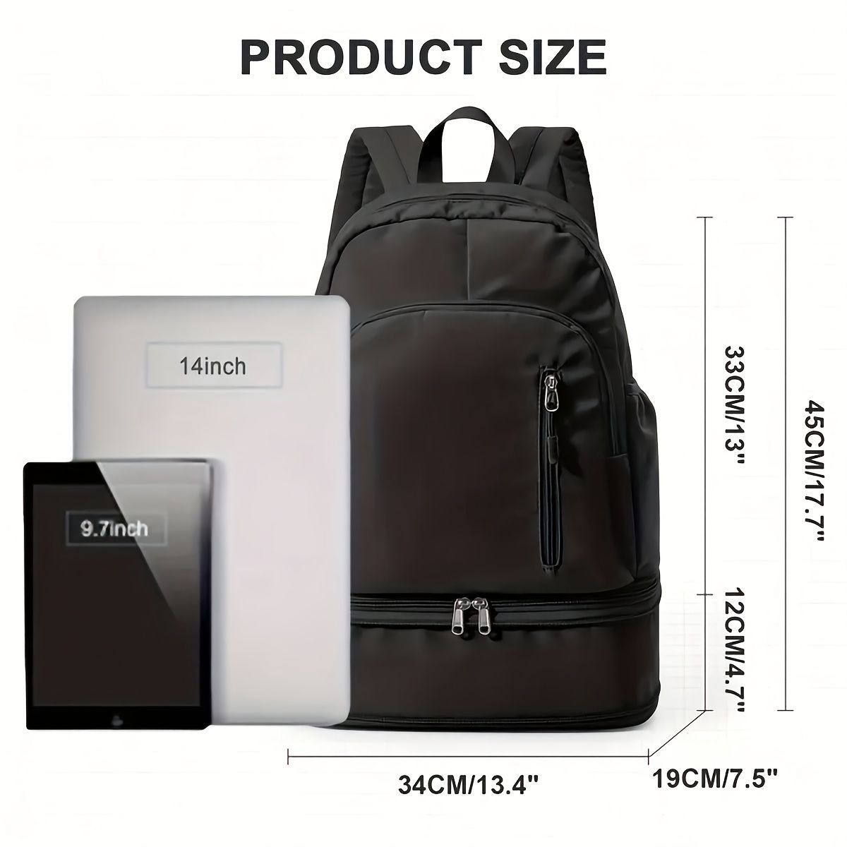 Travel Backpack Shoe Compartment Durable Backpack Travel Accessories Carry-On - Black - Size Regular โ image 5