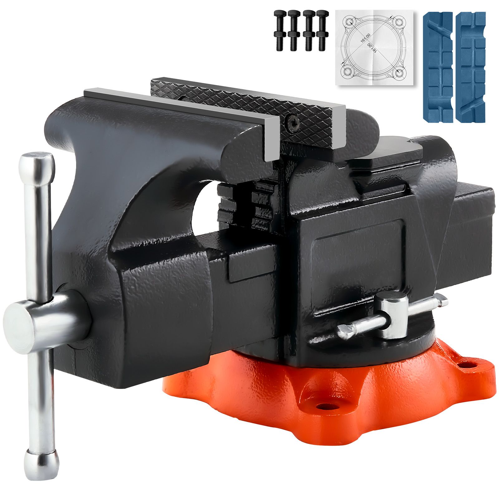Bench Vise, 127 mm Jaw Width, 125 mm Max Jaw Opening Multipurpose Vise with 360° Swivel Locking Base, 71 mm Throat, Heavy Duty Ductile Iron Workbench Vise with