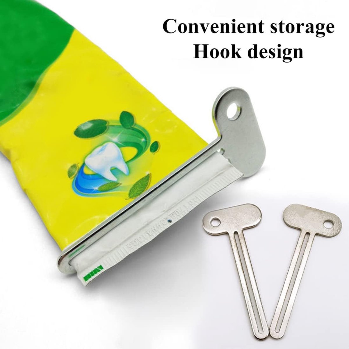 Toothpaste Squeezer - 4 pieces - Tube Squeezer - Stainless steel - silver - key-shaped - Environmentally friendly - Ergonomic design - Suitable for toothpaste — image 2